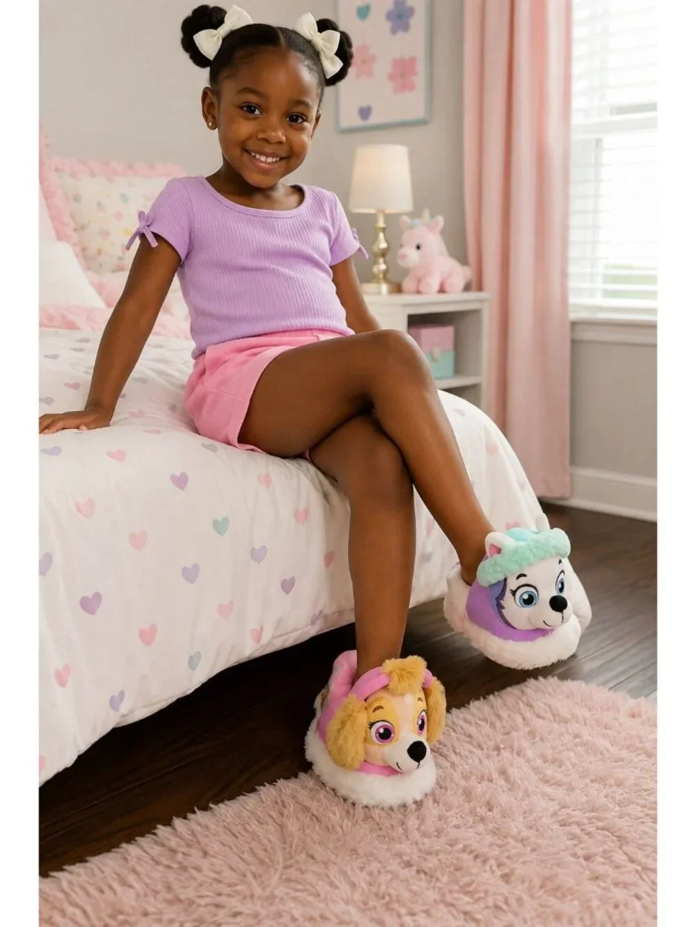 Nickelodeon Paw Patrol Toddler Size 5-6 Slippers 3D Skye Everest Plush Non-Slip